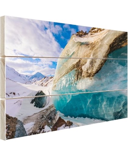 Foto van blauw transparant gletsjerijs Hout 80x60 cm - Foto print op Hout (Wanddecoratie)