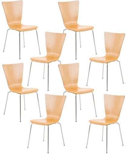 Clp Bezoekersstoel AARON  keukenstoel, conferentiestoel - met houten ergonomische zitting - set van 8 - natura