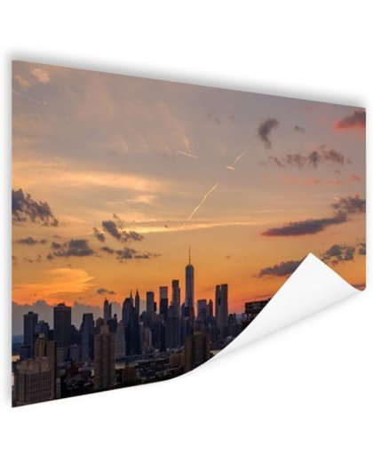 Zonsondergang centrum Manhattan Poster 90x60 cm - Foto print op Poster (wanddecoratie)