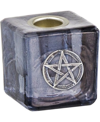 Mini kaarsenhouderset kubus zwart Pentagram 2 stuks 3cmx3cm