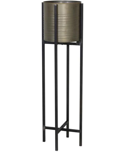 Light & Living Bloempot  CASKI deco op standaard Ø28,5x100 cm  -  tin brons