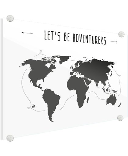Wereldkaart tekst adventures Plexiglas 90x60 cm