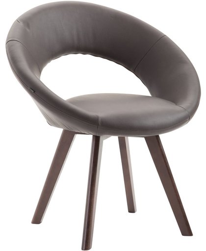 Clp Eetkamerstoel BECK, scandinavische stijl, bezoekersstoel met rugleuning,, vierpotig houten frame, moderne stoel, bekleding van kunstleer, - bruin kleur onderstel : walnoot