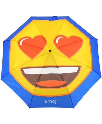 EMOJI 3 fold compacte paraplu blauw verliefde ogen