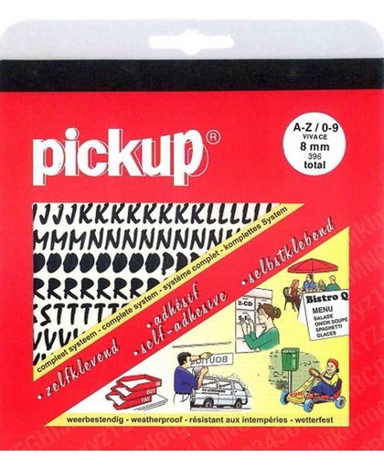 Pickup plakletters boekje Vivace 8mm letters + cijfers zwart