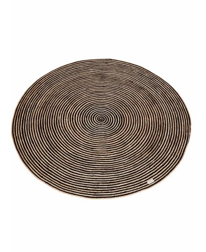 Yoshiko - Hanoi L - rond tapijt 150 cm - naturel/zwart - jute/katoen