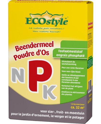 ECOstyle Beendermeel - 1,6 kg - fosfaatmeststof voor sier-,fruit- en moestuin - voor ca. 32 m2