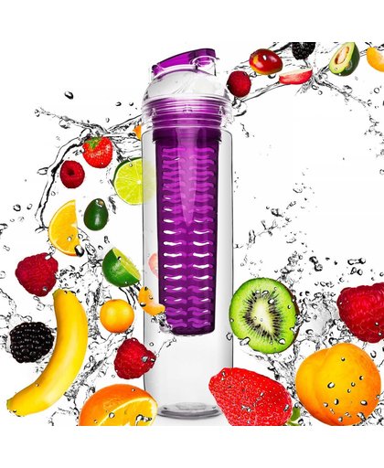 #DoYourFitness - Fruitwater fles -  FruitBottle  - Fruit infuser voor fruitpunches / groente spritzers - 800ml - lila