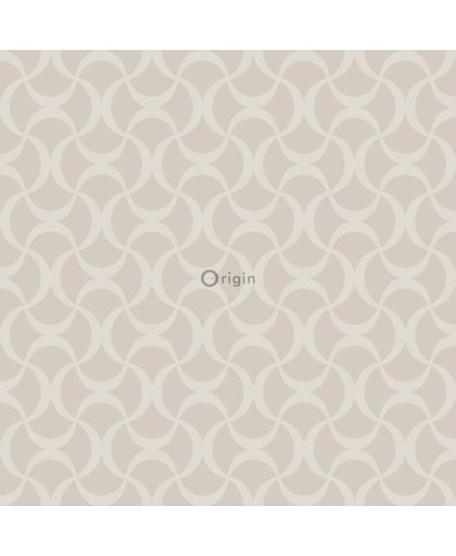 zijdedruk vlies behang grafisch warm zilver - 345739 van Origin - luxury wallcoverings uit Metropolitan