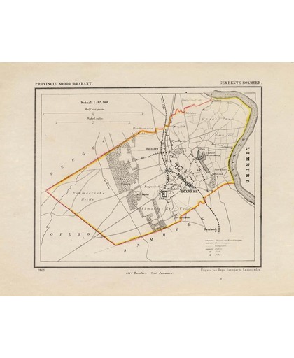 Historische kaart, plattegrond van gemeente Boxmeer in Noord Brabant uit 1867 door Kuyper van Kaartcadeau.com