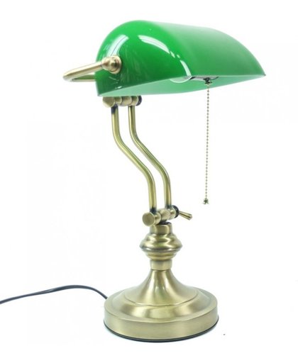 Bureaulamp met groene vintage kap (notarislamp)