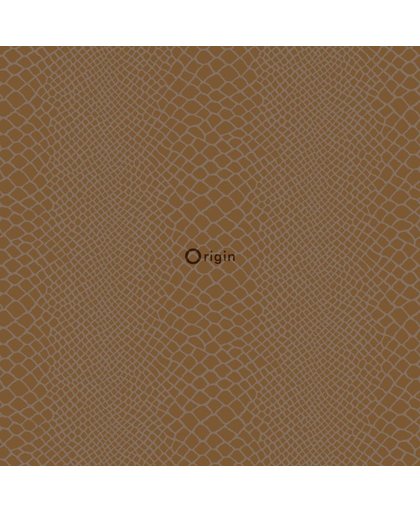 zijdedruk vlies behang slangen huid glanzend koper - 347342 van Origin - luxury wallcoverings uit Raw Elegance
