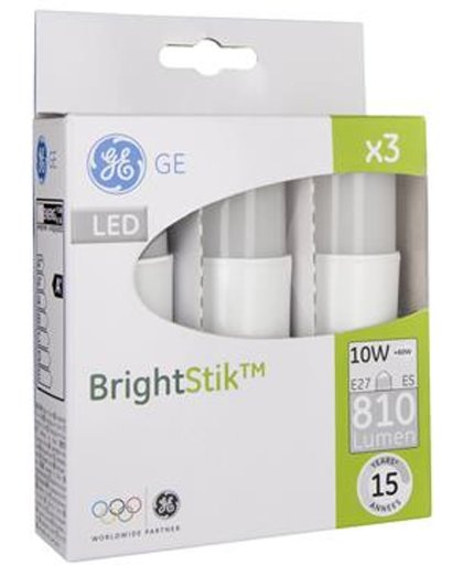 GE LED Bright Stik E27 6-40W/840 4000K Koel Wit (3 Stuks)
