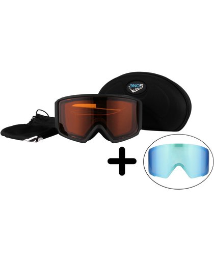 5One Alpine 3 – skibril/goggles - 2 magnetisch verwisselbare lenzen - Oranje en Blauw spiegelglas
