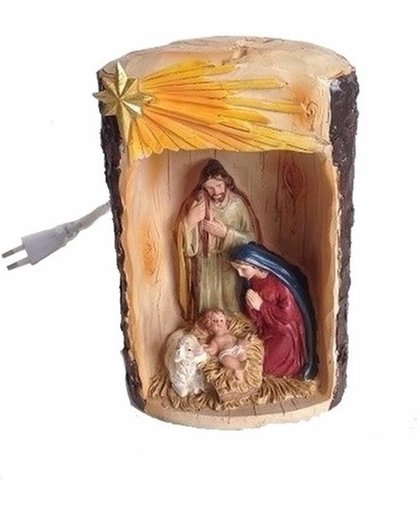 Religeus beeldje met licht 19 cm - Jezus / Maria en Jozef - Kerst beeld