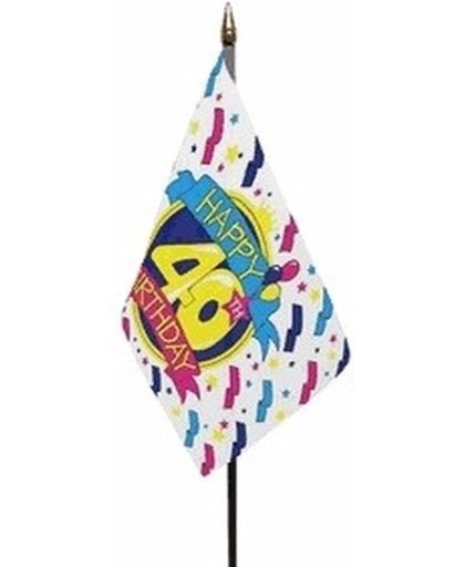 Happy 40th Birthday mini vlaggetje op stok 10 x 15 cm  - verjaardag
