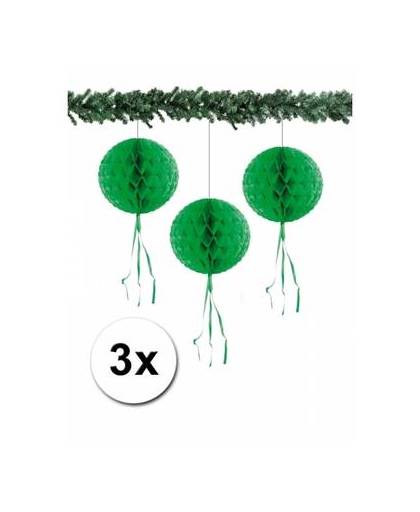 3 papieren kerst decoratie ballen groen 30 cm