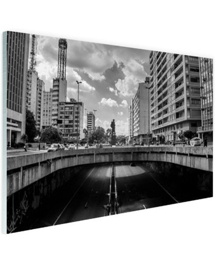 Sao Paulo zwart-wit Glas 60x40 cm - Foto print op Glas (Plexiglas wanddecoratie)
