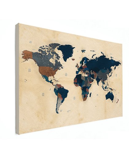 Wereldkaart Papier historisch canvas 80x60 cm