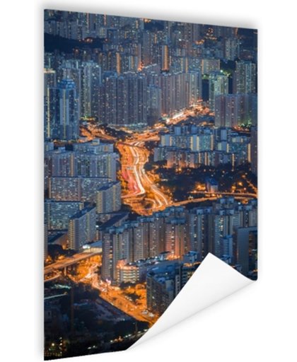 Vele flats Hong Kong Poster 60x90 cm - Foto print op Poster (wanddecoratie)