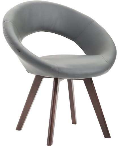 Clp Eetkamerstoel BECK, scandinavische stijl, bezoekersstoel met rugleuning,, vierpotig houten frame, moderne stoel, bekleding van kunstleer, - grijs kleur onderstel : walnoot