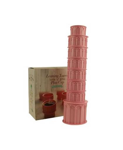 Scheve toren van pisa beker set - roze