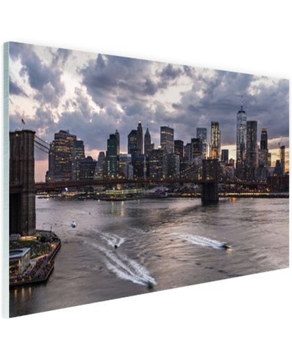 Manhattan en de Brooklyn bridge New York Glas 30x20 cm - Foto print op Glas (Plexiglas wanddecoratie)