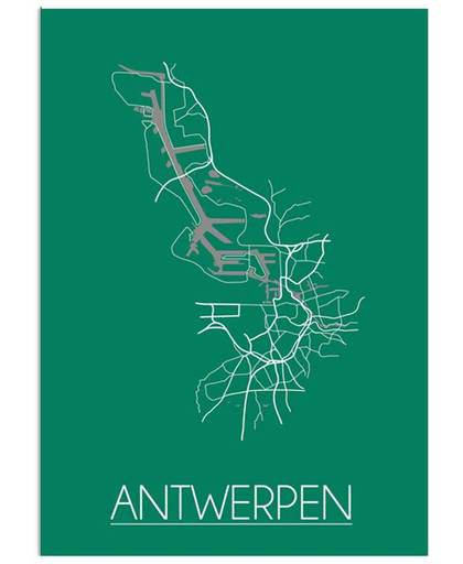 Plattegrond Antwerpen Stadskaart poster DesignClaud - Groen - A4 poster