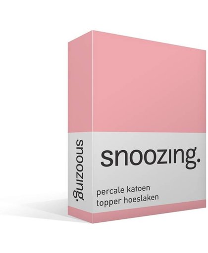 Snoozing - Topper - Hoeslaken - Percale katoen - Eenpersoons - 100x220 cm - Percale katoen - Roze