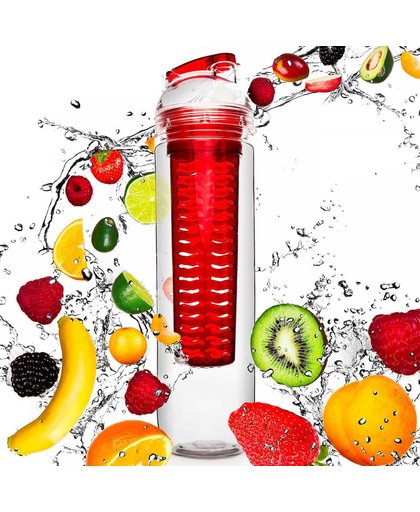 #DoYourFitness - Fruitwater fles -  FruitBottle  - Fruit infuser voor fruitpunches / groente spritzers - 800ml - rood