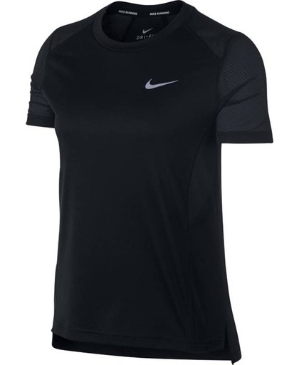 Nike Miler Top Short Sleeve Sportshirt Dames - Black/(Reflective Silv)