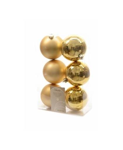 Kerstboom decoratie kerstballen mix goud 6 stuks