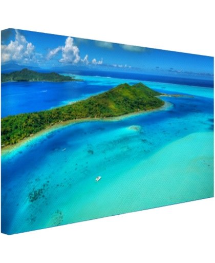 De Bora Bora eilanden Canvas 30x20 cm - Foto print op Canvas schilderij (Wanddecoratie)