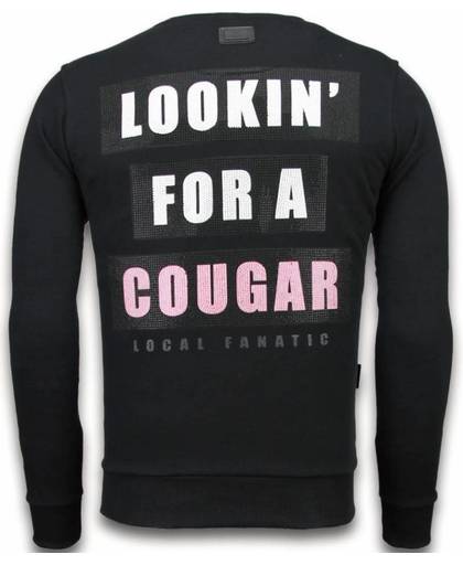Local Fanatic Panther - Rhinestone Sweater - Black