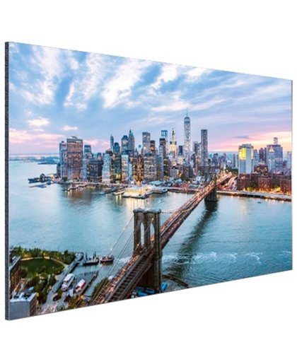Luchtfoto Brooklyn Bridge NY Aluminium 90x60 cm - Foto print op Aluminium (metaal wanddecoratie)