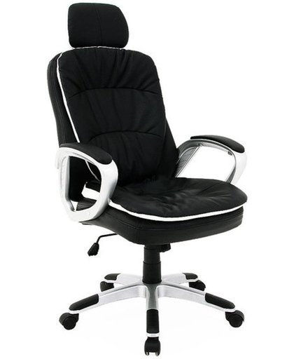 Bureaustoel met flexibele hoofdsteun, directiestoel, kantoorstoel, zwart