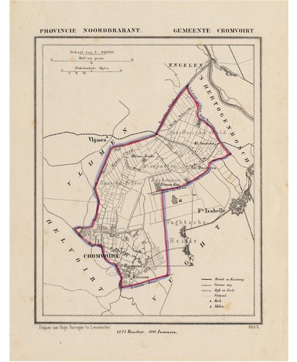 Historische kaart, plattegrond van gemeente Cromvoirt in Noord Brabant uit 1867 door Kuyper van Kaartcadeau.com