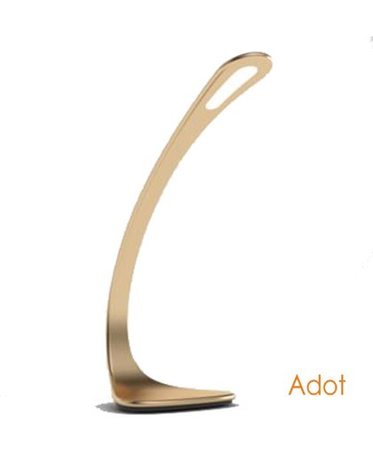 Design LED bureaulamp 8W in goudkleurig aluminium. Dimbaar in vier stappen.