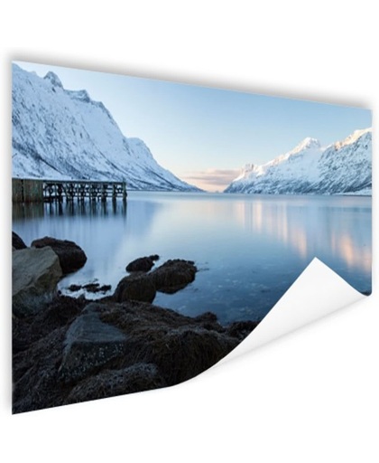 Ersfjordbotn Fjord Noorwegen sneeuw Poster 60x40 cm - Foto print op Poster (wanddecoratie)