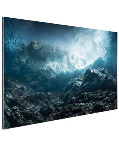 Donkere rotsen onder water Aluminium 90x60 cm - Foto print op Aluminium (metaal wanddecoratie)
