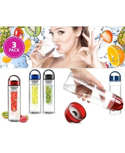 3X Fruit Infuser - Fruitwater Fruit Filter Fles - BPA Vrij- Fruitfilter Sport Fles
