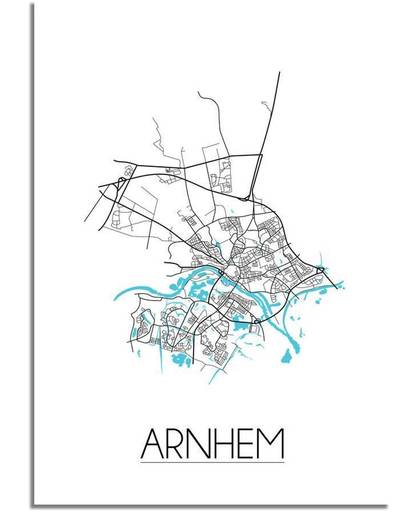 Plattegrond Arnhem Stadskaart Poster DesignClaud - Wit - A4 poster