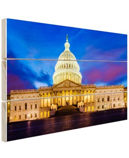 Facade Capitool Washington DC Hout 120x80 cm - Foto print op Hout (Wanddecoratie)