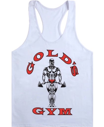 Gold's Gym Tanktop- Tanktop Fitness- Maat M- Wit/Rood