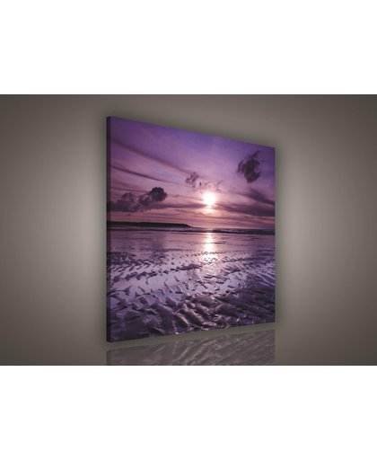 Beach Sand Sunset Nature Canvas Print 80cm x 80cm