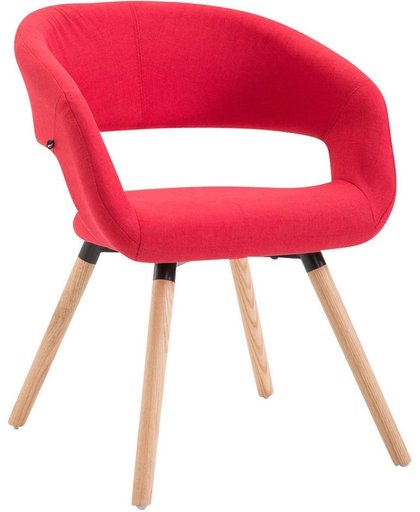 Clp Eetkamerstoel GIZA, wachtkamerstoel, bezoekersstoel, keukenstoel, fauteuil, bekleding van stof, - Bekleding kleur: rood, kleur onderstel : natura,