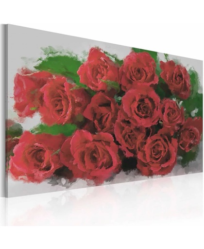 Schilderij - Boeket rode rozen