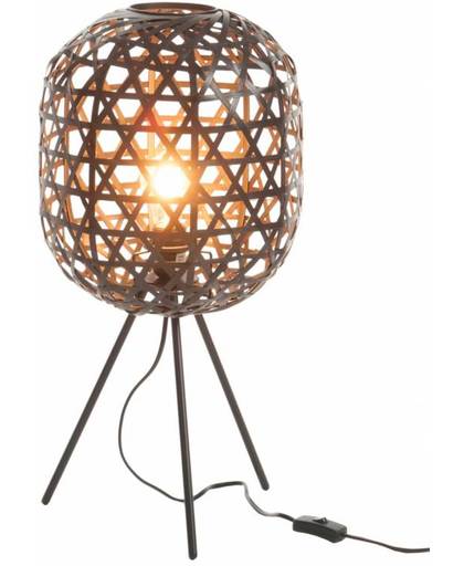 Duverger Bamboo light - Tafellamp - cilinder - bamboe - zwart - driepikkel - metaal
