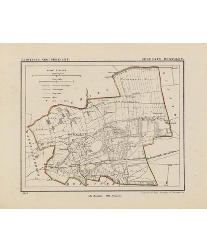 Historische kaart, plattegrond van gemeente Rosmalen in Noord Brabant uit 1867 door Kuyper van Kaartcadeau.com