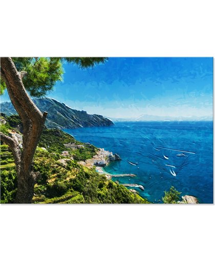 Canvas Schilderij Landschap Italië Amalfi Kust Zee 60x90 cm
